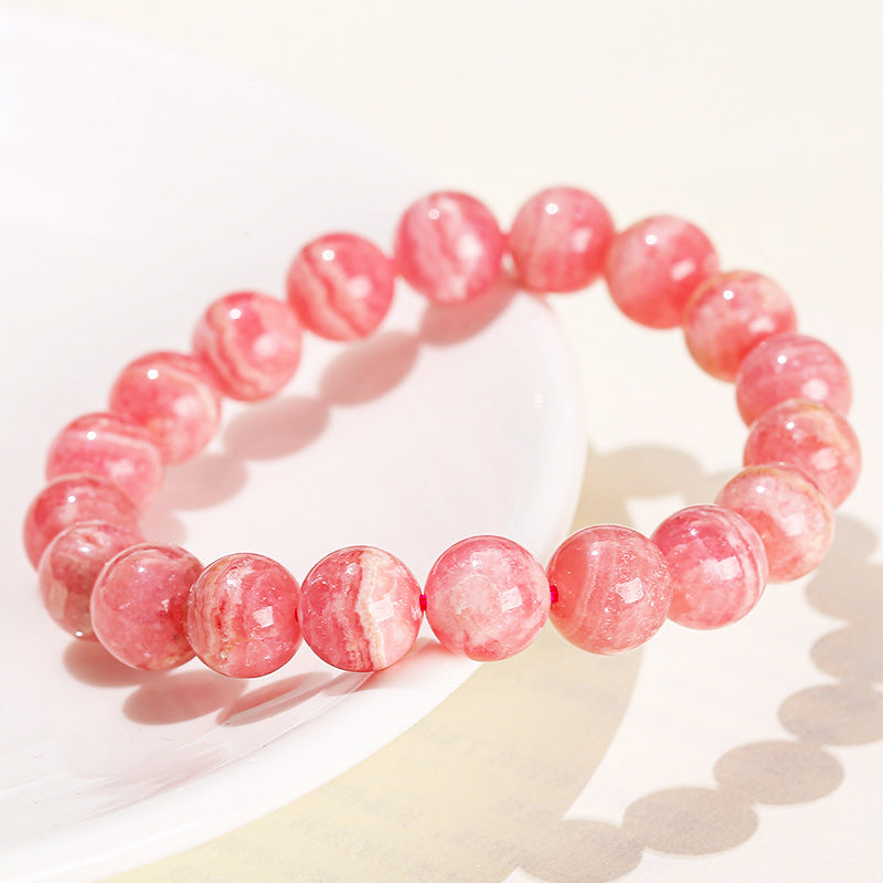 Natural Argentine Rhodochrosite Bracelet - Heart Chakra Healing & Soulmate Attraction