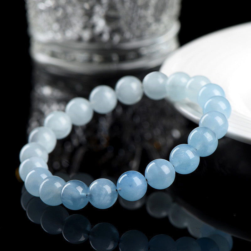 Natural Gradient Aquamarine Crystal Bracelet - Deep Calm & True Expression