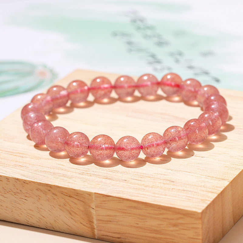 Natural Strawberry Quartz Crystal Bracelet - Inner Harmony & Connection