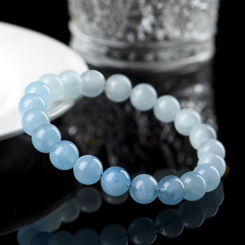 Natural Gradient Aquamarine Crystal Bracelet - Deep Calm & True Expression