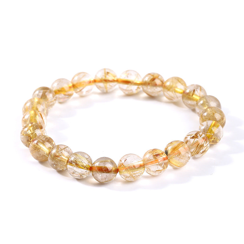 Natural Golden Rutilated Quartz Crystal Bracelet - Abundance & Clarity