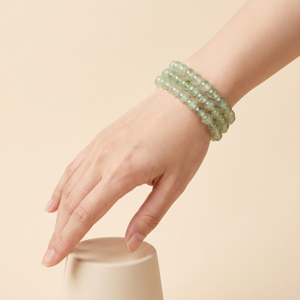 Natural Prehnite Multi-Wrap Bracelet - Heart Chakra Healing & Unconditional Love