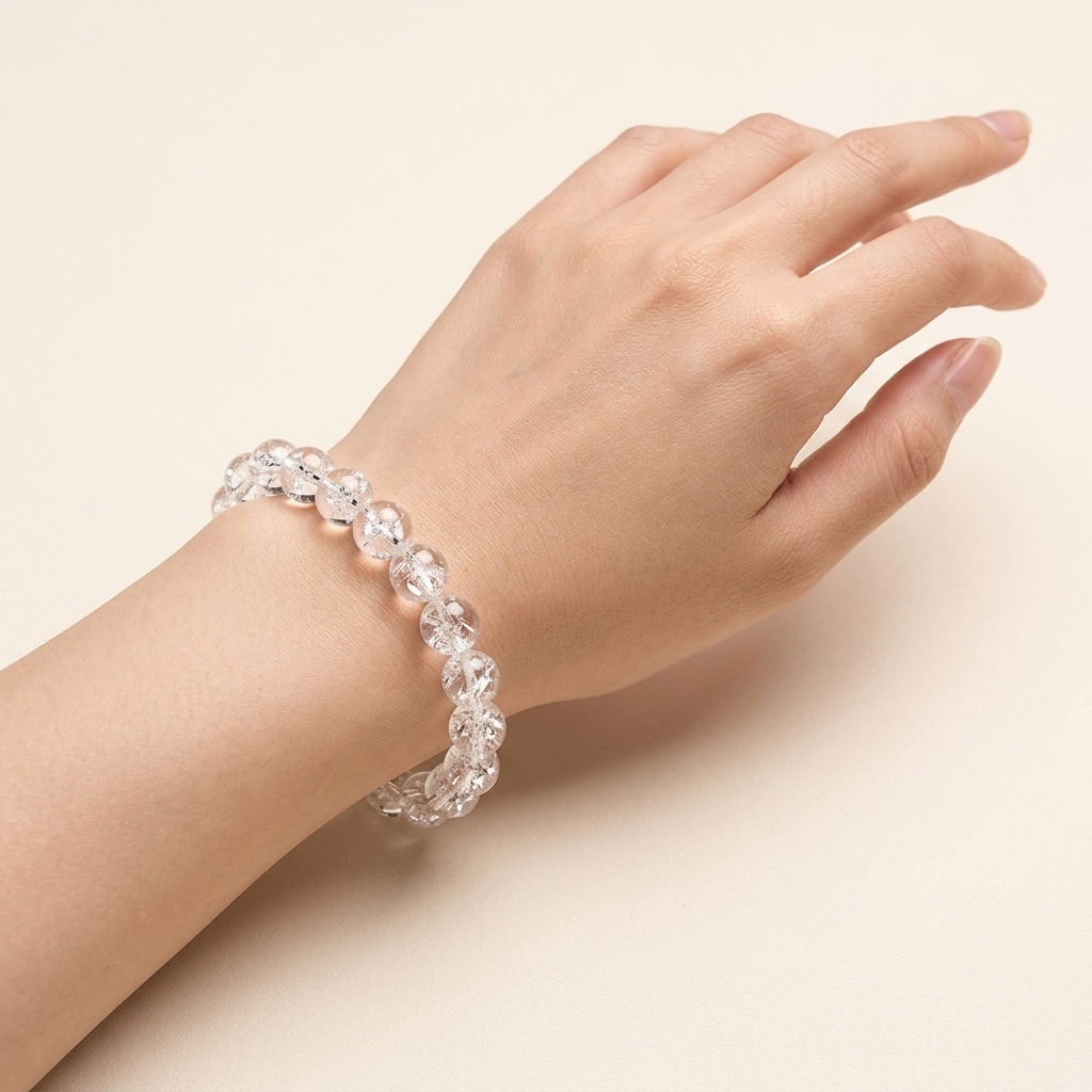 Natural White Azeztulite Bracelet - High-Frequency Crown Chakra Healing