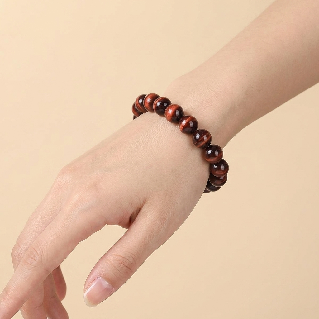 Natural Red Tiger's Eye Bracelet -  Lightning Flash & Warrior Power