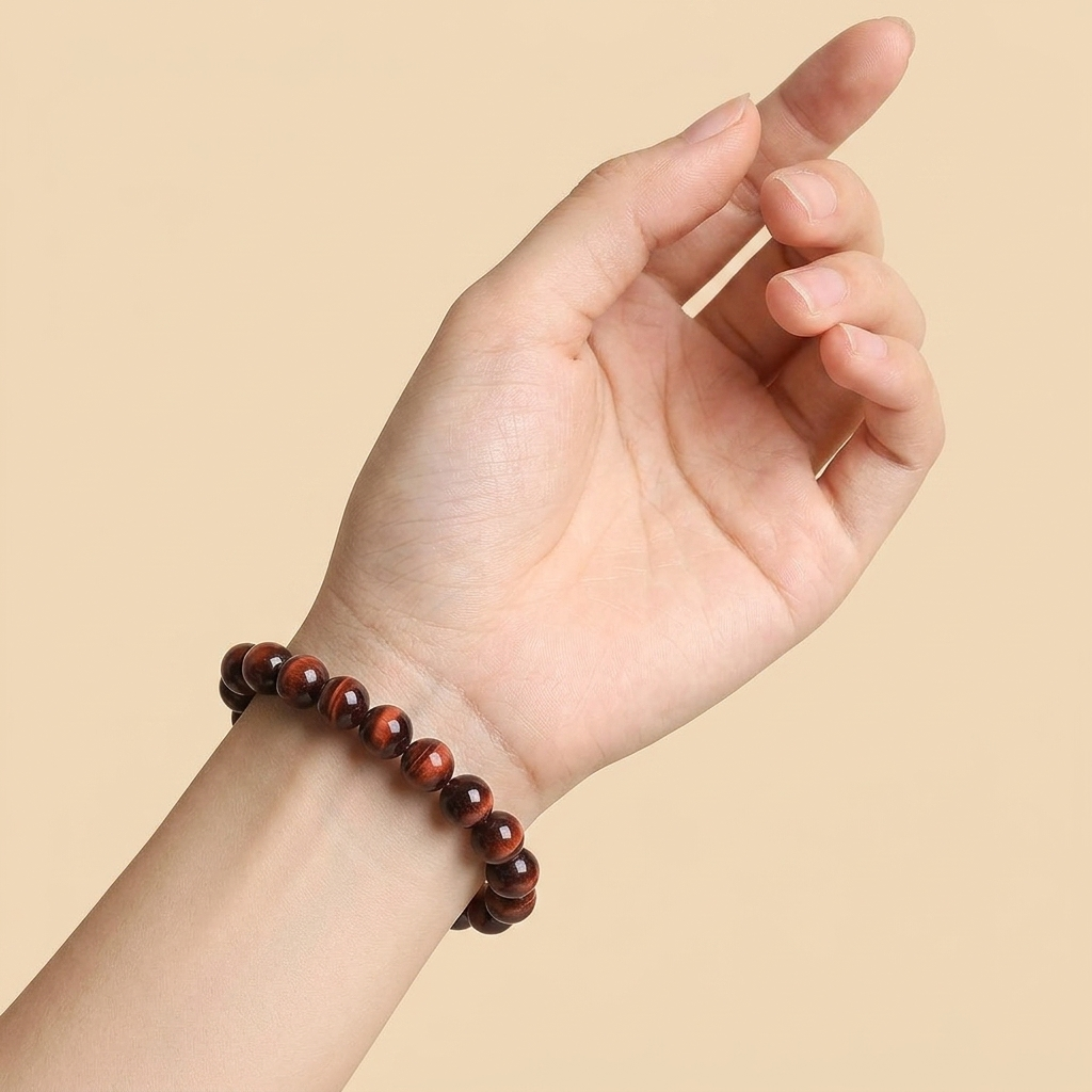 Natural Red Tiger's Eye Bracelet -  Lightning Flash & Warrior Power