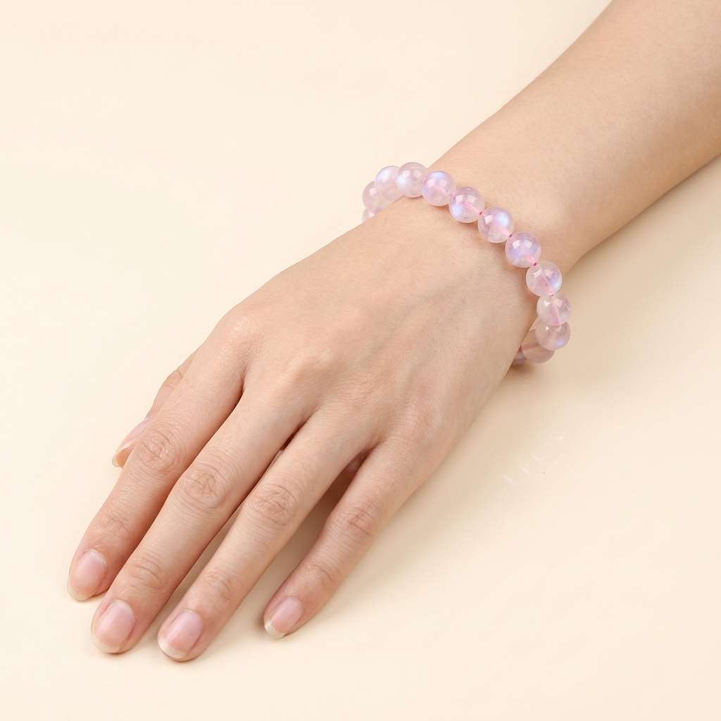 Natural Pink Moonstone Bracelet - Emotional Healing & Self-Love